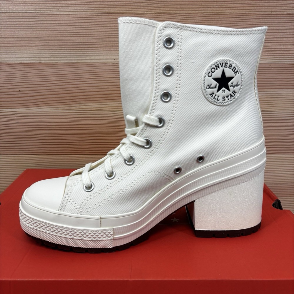 Converse Chuck 70 De Luxe Heel White Chunky Platform Show Men 9 Women Sz.  11